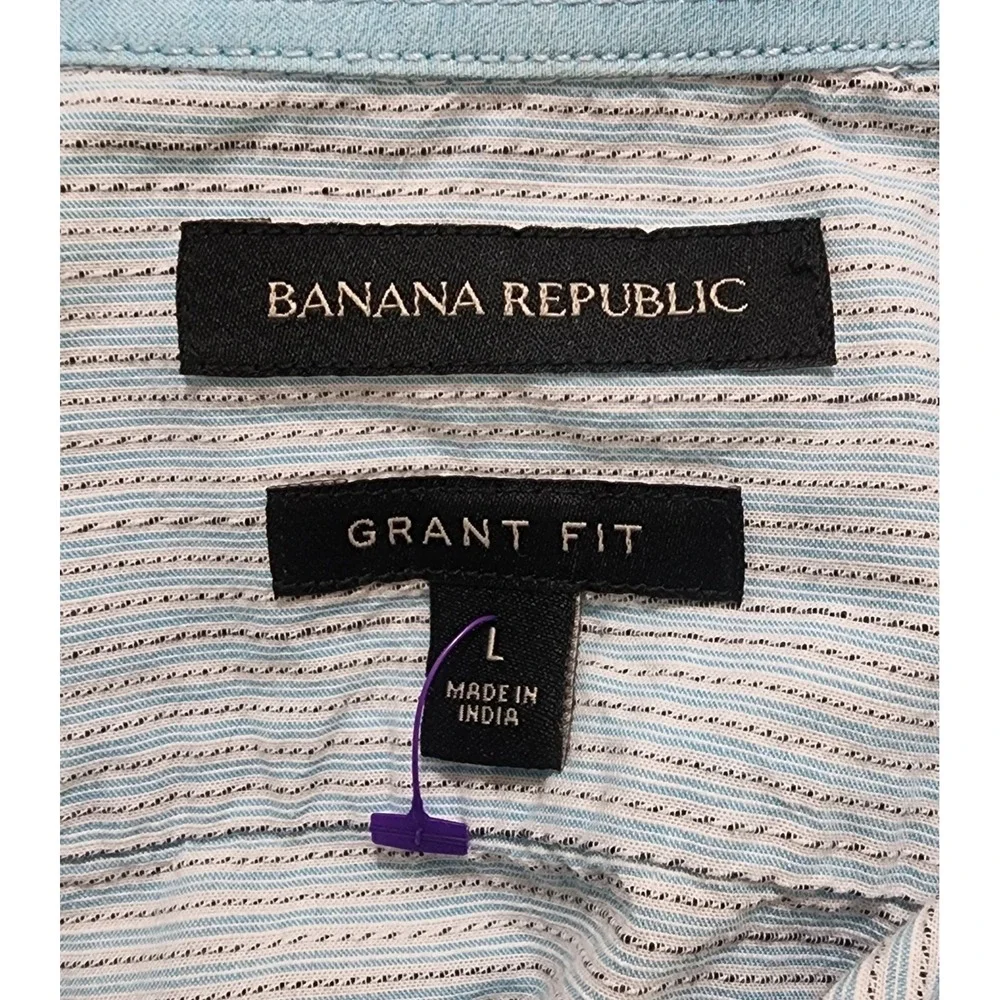 Banana Republic Men's Green Grant Fit Long Sleeve Button Up Shirt Size Large